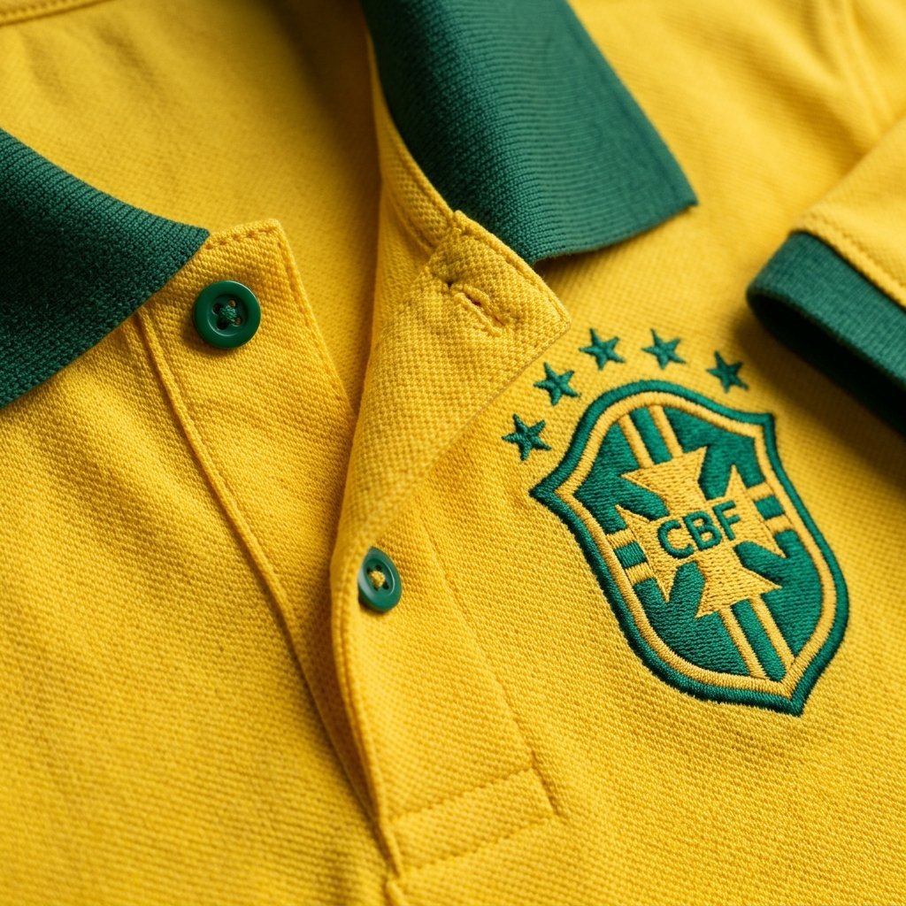 Camisa Gola Polo Do Brasil Seleção Brasileira Premium Hexa vista 3