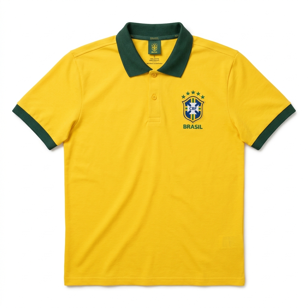 Camisa Gola Polo Do Brasil Seleção Brasileira Premium Hexa